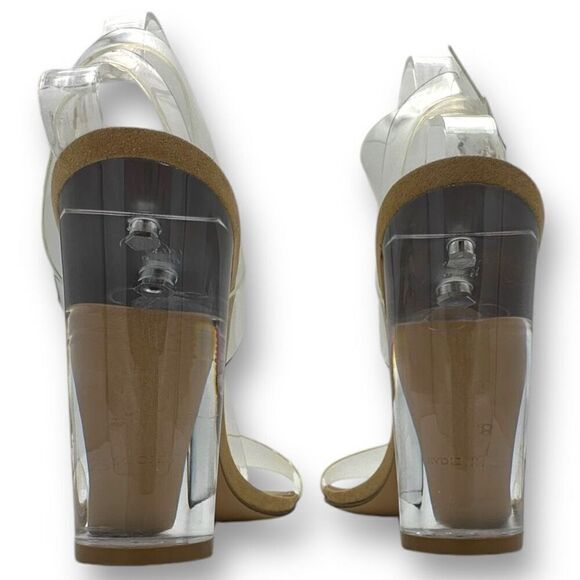 Steve Madden Womens Clearer Block Heel Ankle Strap Slingback Heels Clear Size 8 - Picture 7 of 11